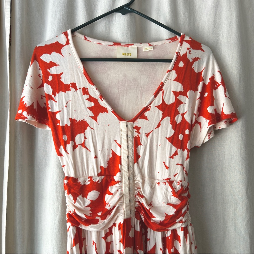 Anthropologie Maeve Summer Breeze Dress in Orange/Cream - Picture 4 of 7